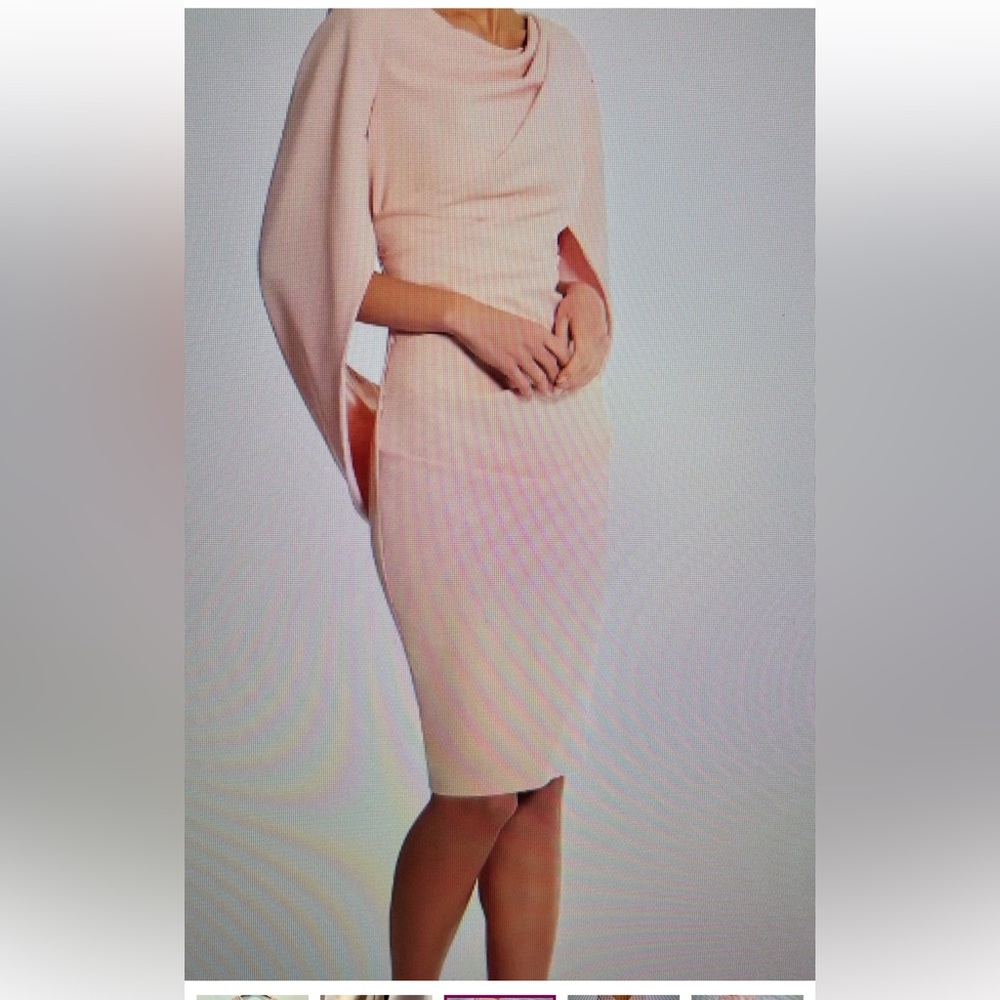 Betsy & Adam BLUSH Ruched Asymmetrical Sheath Dress